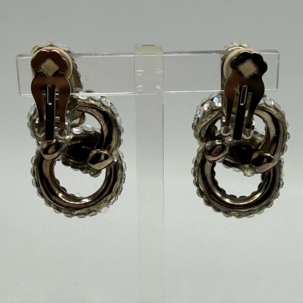 Crystal-Embellished Interlocking Dangling Hoop St… - image 3